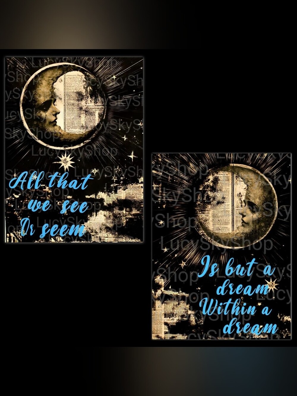 Dream Within a Dream Celestial Moon Abstract Edgar Allan Poe Wall Art